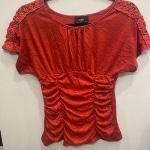 Burnt Orange Lace Shoulder Blouse